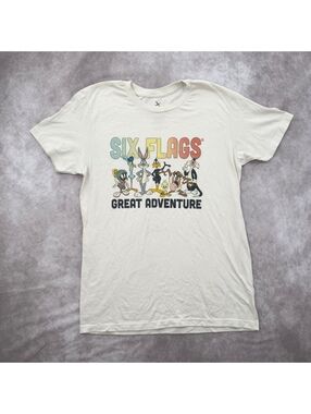 Six flags great adventure looney tunes graphic tee cream streetwear M